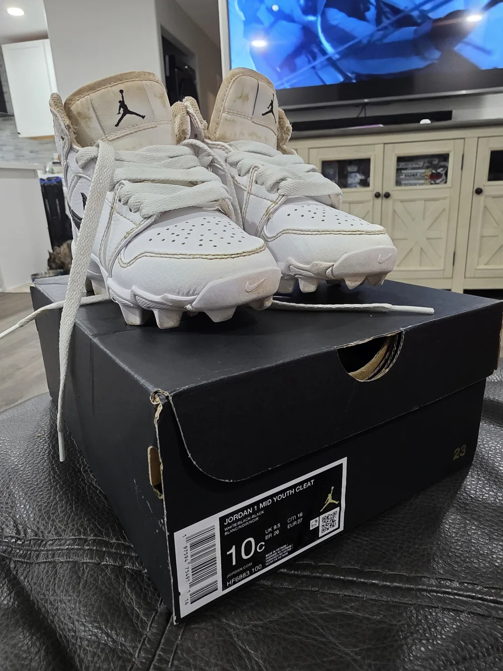 Nike Kids White and Black Cleat Sneakers